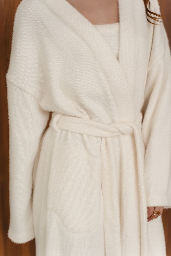 Kardigan maxi z paskiem z alpaką kard20/10 № 4