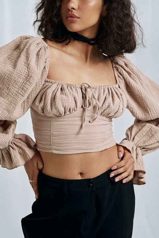 Top muślinowy beżowy