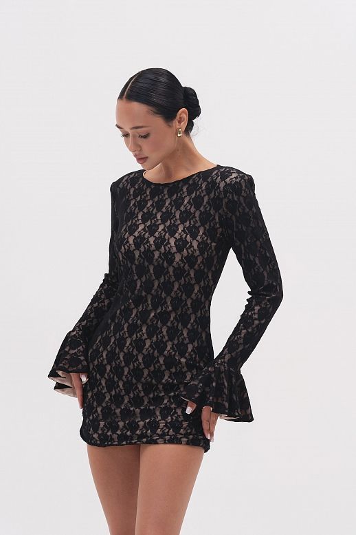 Sukienka mini z koronką czarna