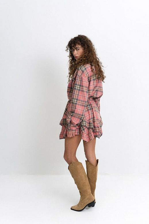 Spódnica mini z falbankami różowa - №2