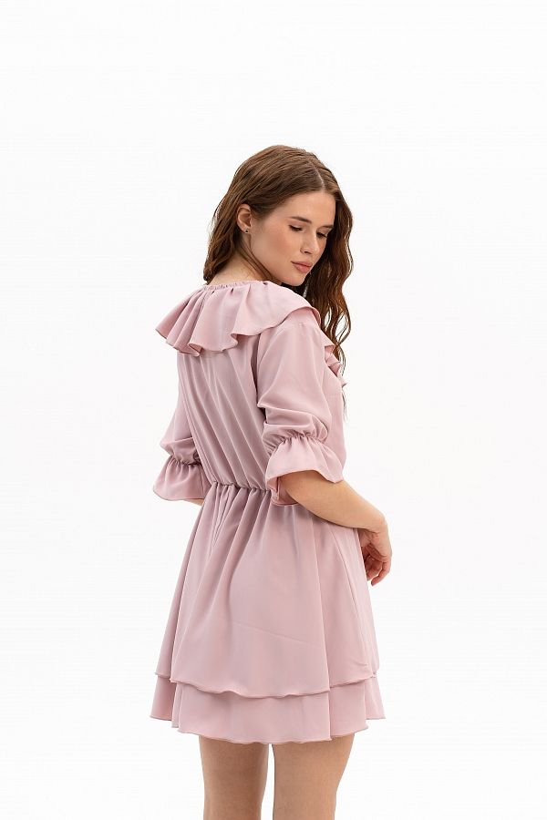 Sukienka z falbankami i krótkim rękawem różowa falb30/08 № 2