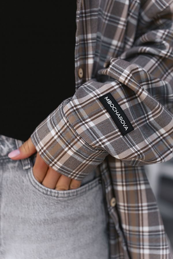 Bawełniana koszula oversize beżowa prem01/07 № 3