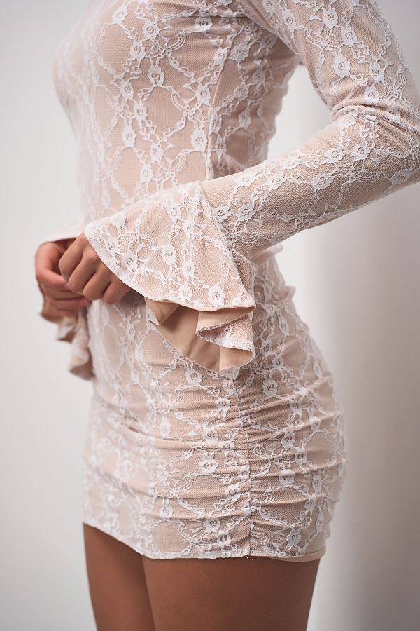 Sukienka mini z koronką mleczna koronka01/10 № 4