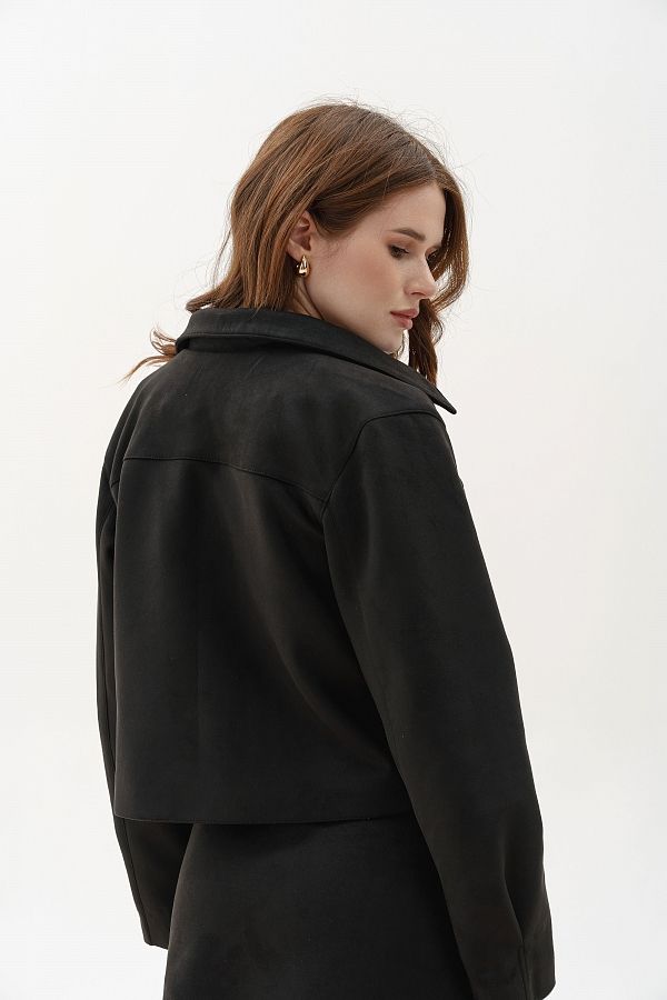 Zamszowa kurtka czarna prem25/07 № 3