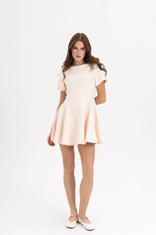 Klasyczna jasnobeżowa sukienka klas25/03 № 4