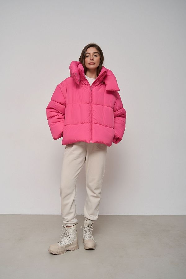 Kurtka przycięta z zamkiem różowa KR01103 № 2