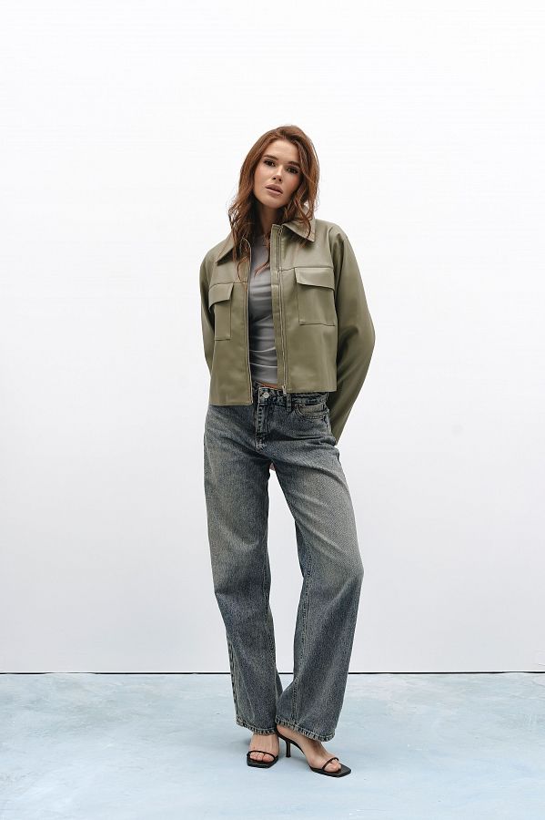 Kurtka z ekoskóry oliwkowa trench11/11 #RU#  trench11/11 № 2