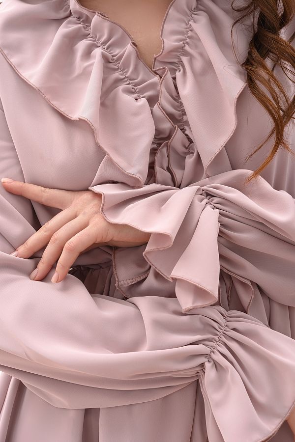 Sukienka mini z falbankami różowa falbank25/03 № 4