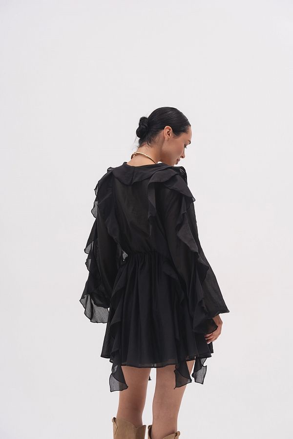 Sukienka z długim rękawem i welonem czarna sukienka01/10 № 3