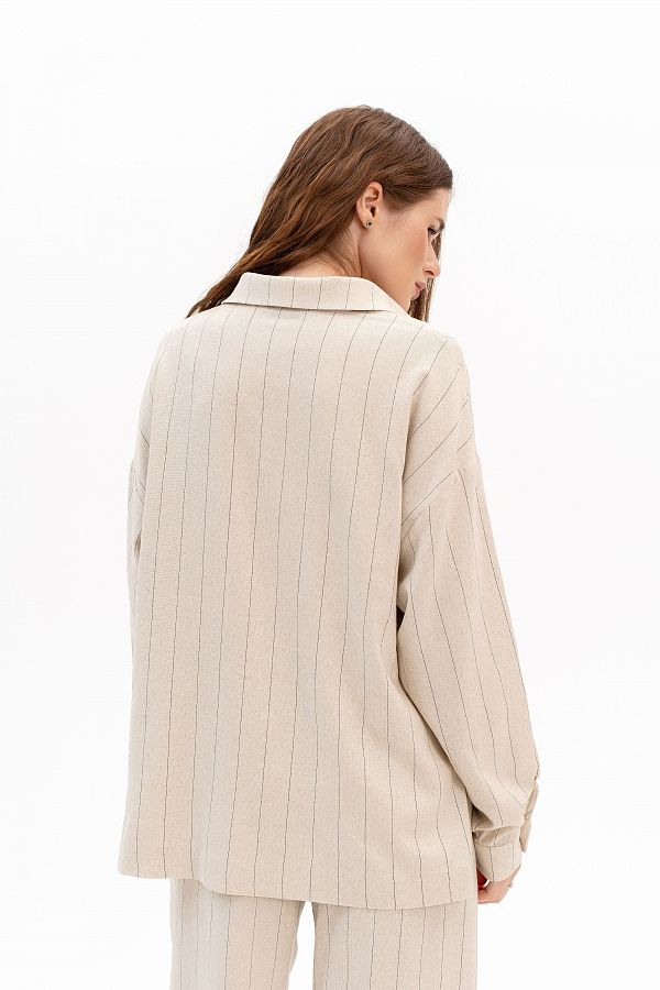 Lniana koszula z długim rękawem beżowa kosz30/08 #RU#  kosz30/08 № 2