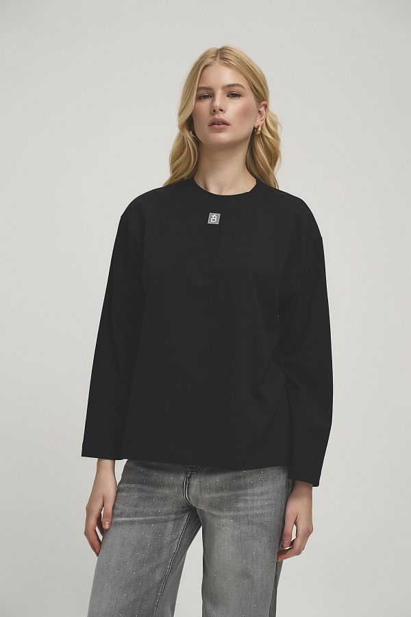Longsleeve czarny oversize long26/03 № 1
