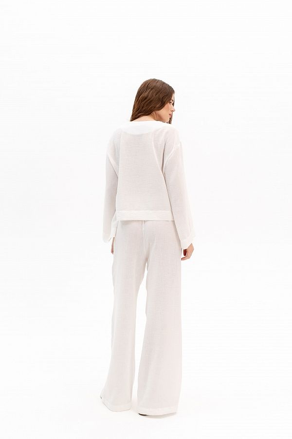 Lniany garnitur z koszulą oversize biały stroj30/08 #RU#  stroj30/08 № 2