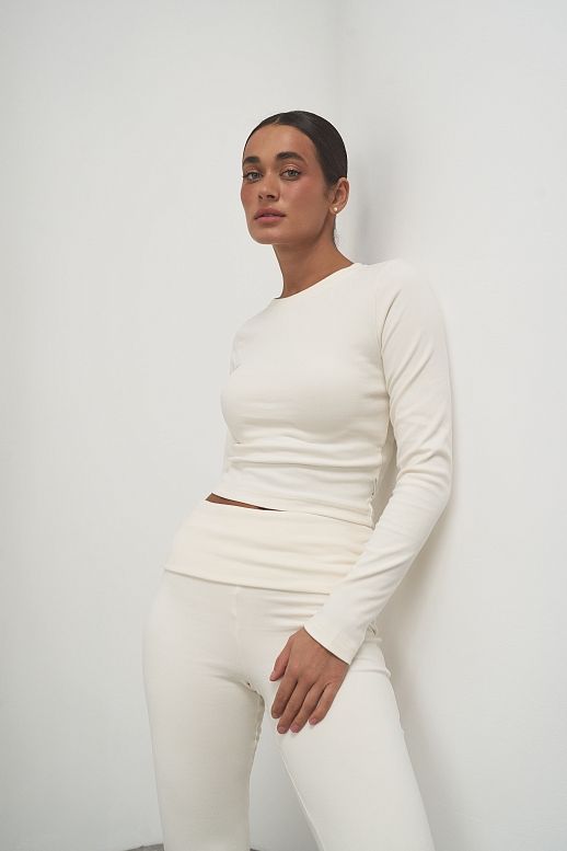 Garnitur bluzka i spodnie śmietankowy