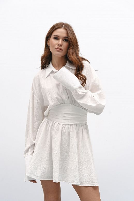 Sukienka koszulowa na guzikach biała - №2