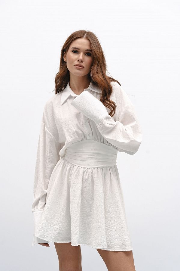 Sukienka koszulowa na guzikach biała koszulow05/33 № 2