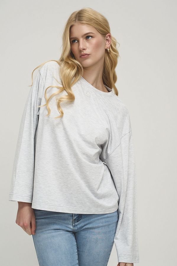Longsleeve szary melanż oversize long29/04 № 1