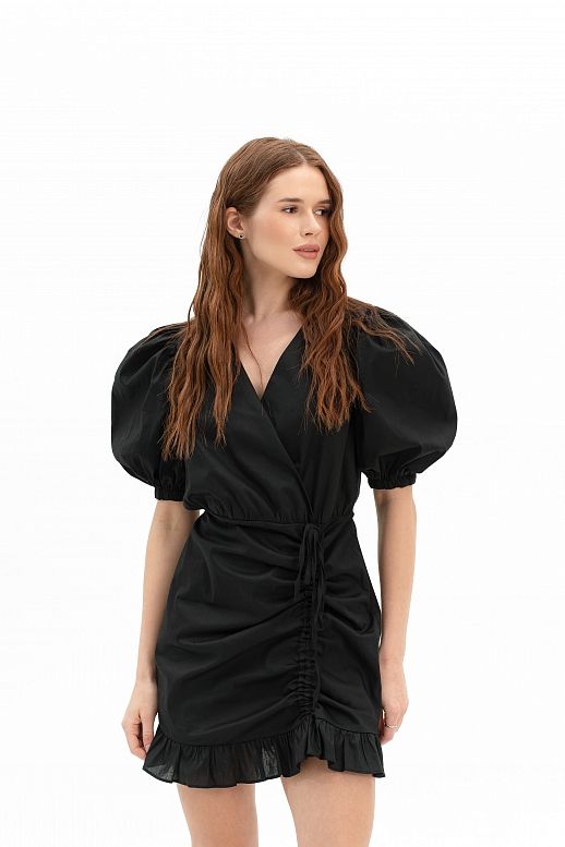 Sukienka z falbanami na wiązaniach czarna