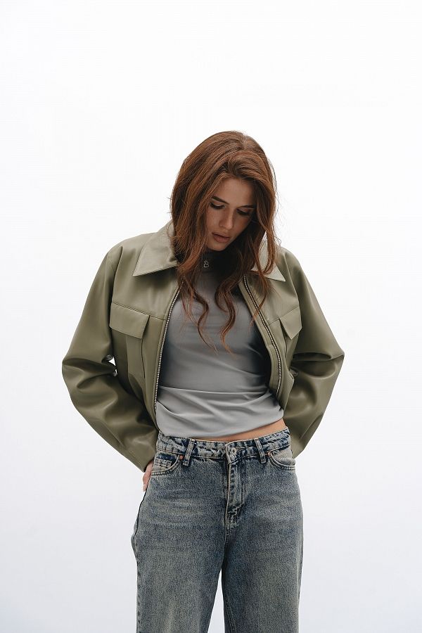 Kurtka z ekoskóry oliwkowa trench11/11 #RU#  trench11/11 № 1