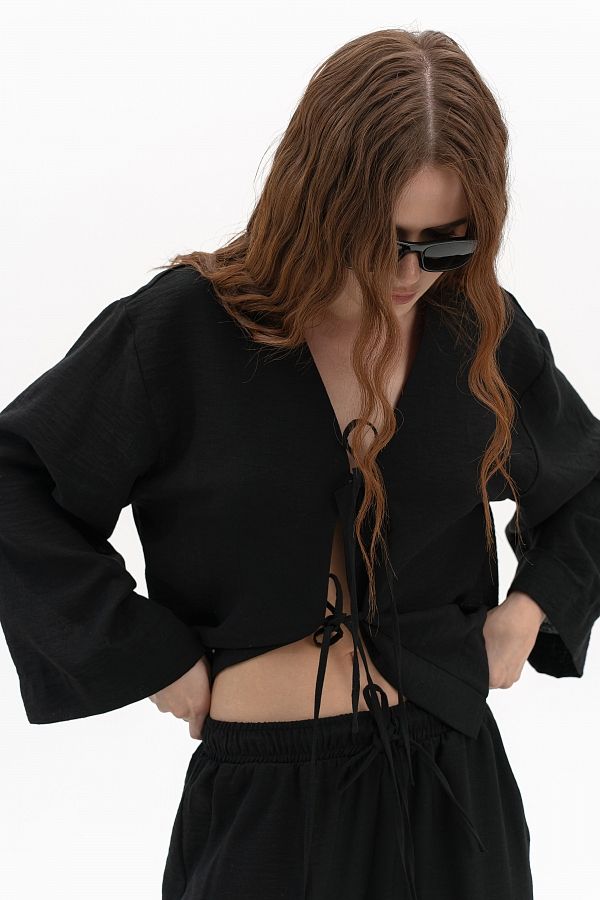 Lniany garnitur z koszulą oversize czarny stroj30/06 #RU#  stroj30/06 № 4