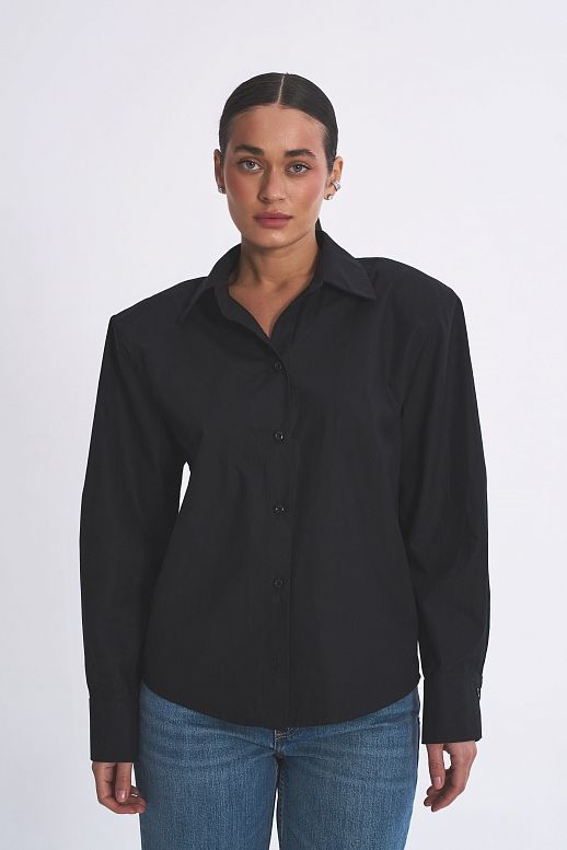 Bawełniana koszula z poduszkami czarna