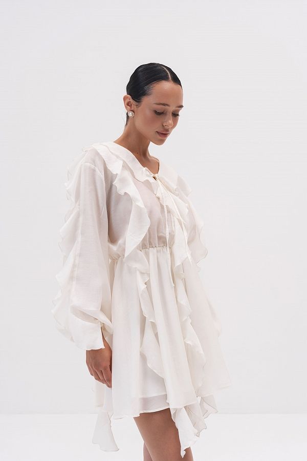 Sukienka z długim rękawem i welonem mleczna sukienka01/11 № 3