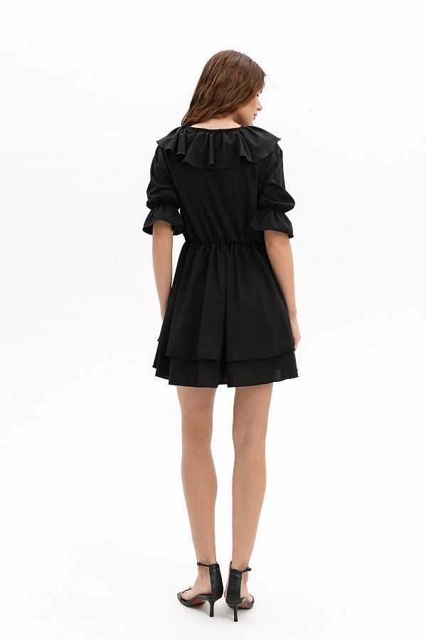 Sukienka z falbankami i krótkim rękawem czarna falb30/05 № 4