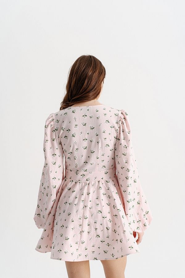 Sukienka z kołnierzykiem różowa w kwiaty kolnie16/04 № 3
