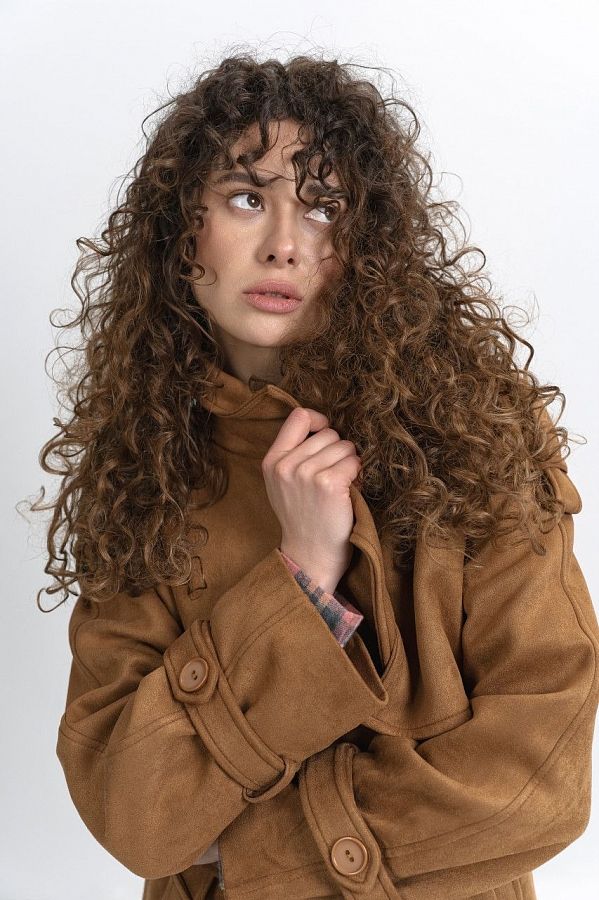 Zamszowy trencz z podszewką rudy 170005 #RU#  170005 № 2