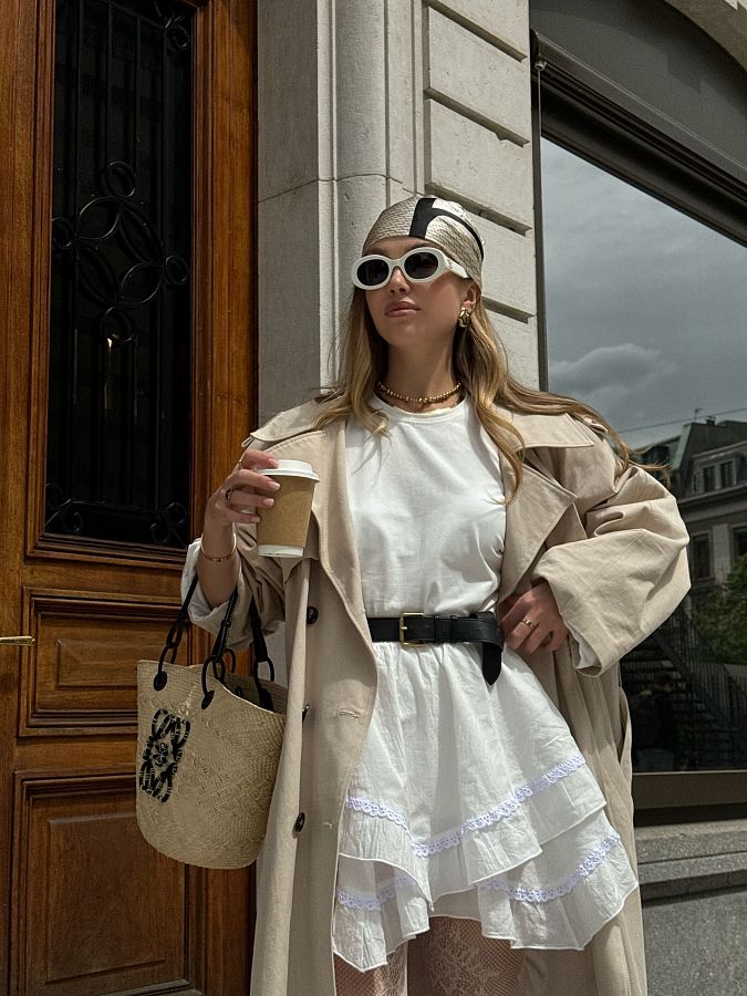 Spódnica mini z koronką mleczna SP2024/1 #RU#  SP2024/1 № 3