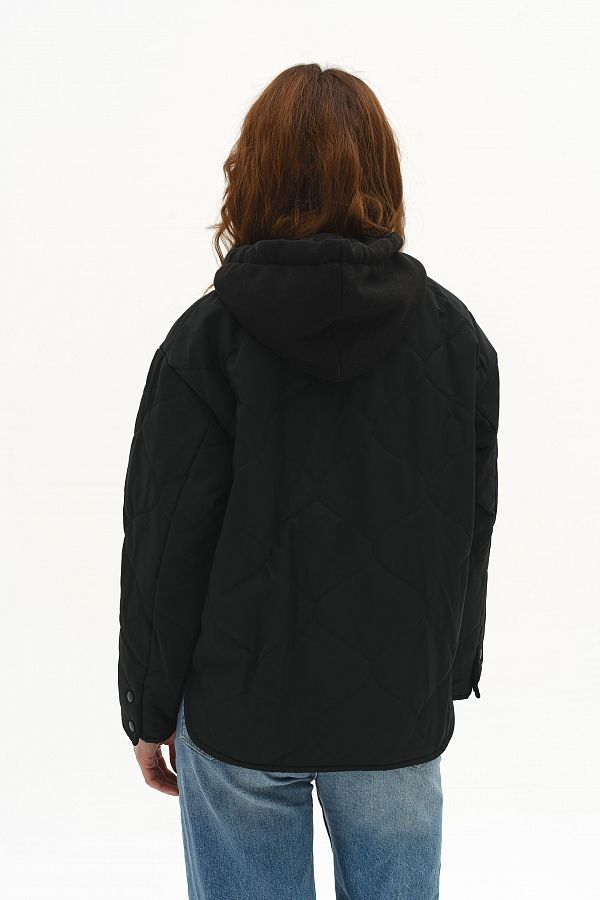 Kurtka z dzianinowym kapturem czarna KR9901 № 3