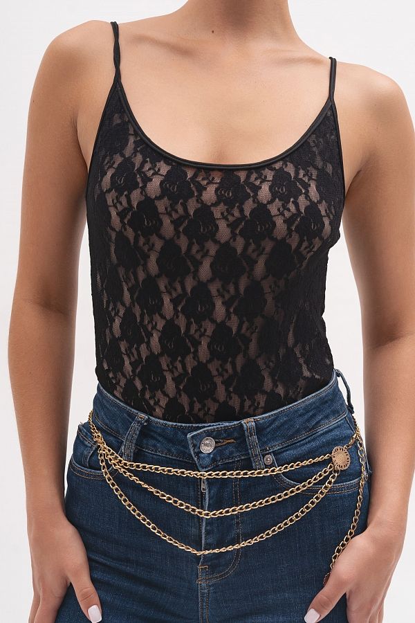 T-shirt czarny z koronką top01/09 #RU#  top01/09 № 3