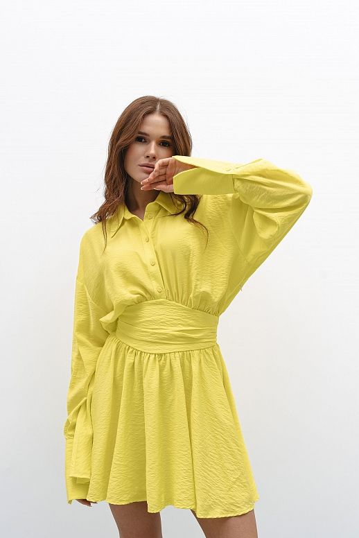 Sukienka koszulowa na guzikach żółta