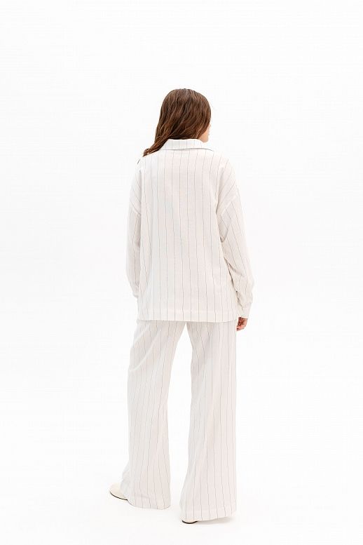 Lniana koszula z długim rękawem biała - №2