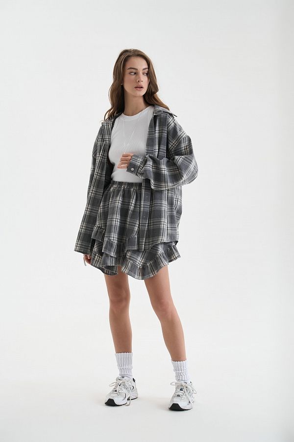 Koszula oversize w kratę szara  koszul01236 #RU#  koszul01236 № 4