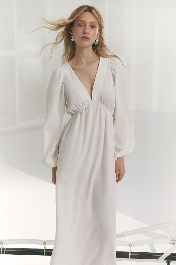 Sukienka maxi z odkrytymi plecami mleczna MBPL003/1 № 2