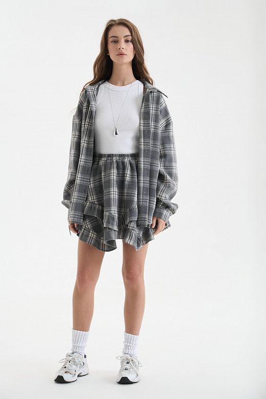 Spódnica mini z falbankami szara