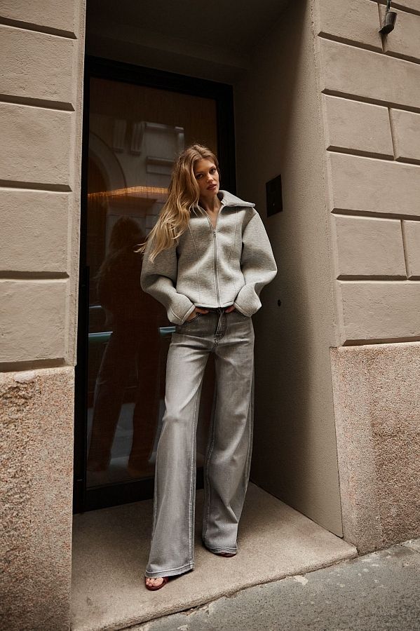 Bomberka z wyprofilowanymi rękawami szara bomberka06/04 № 5