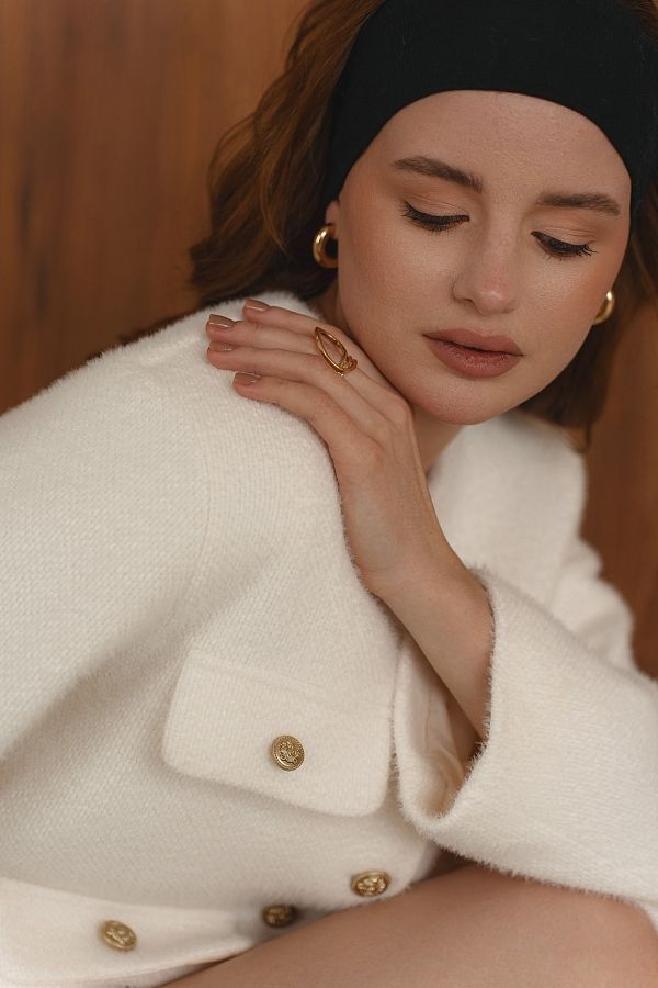 Marynarka z guzikami mleczna z alpaką maryn20/10 № 3