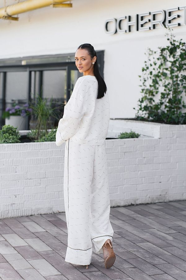 Garnitur biały z czarną lamówką z guzikami lam02/08 #RU#  lam02/08 № 3