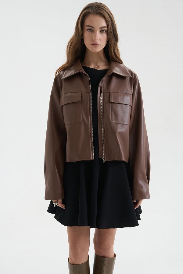 Kurtka z ekoskóry brązowa Kurt2501 #RU#  Kurt2501 № 2