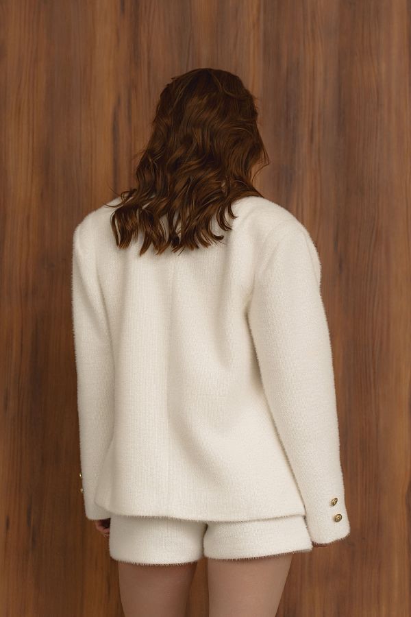 Marynarka oversize mleczna z alpaką maryn20/11 № 2