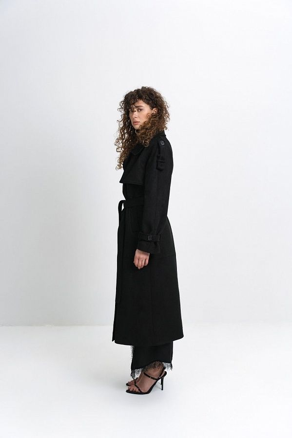 Zamszowy trencz z podszewką czarny trench14/2 #RU#  trench14/2 № 3