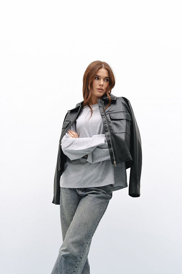 Longsleeve szary oversize long05/7 № 1