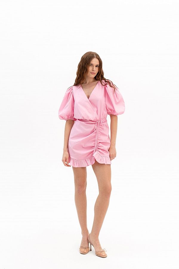 Sukienka z falbanami na wiązaniach różowa wionz30/05 № 4
