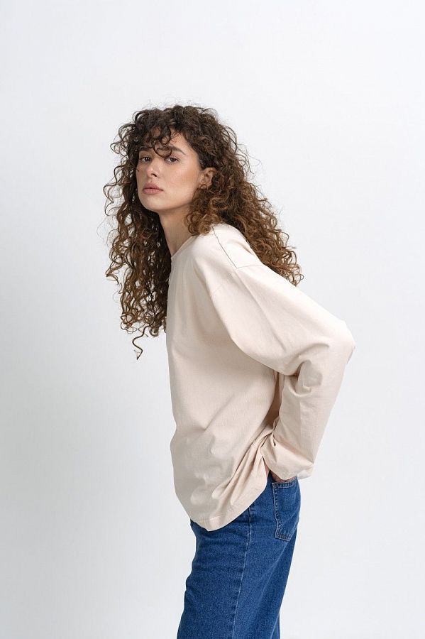 Longsleeve beżowy oversize long14/1 № 2