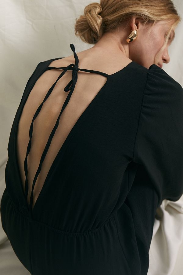 Sukienka maxi z odkrytymi plecami czarna MBPL003/2 № 3