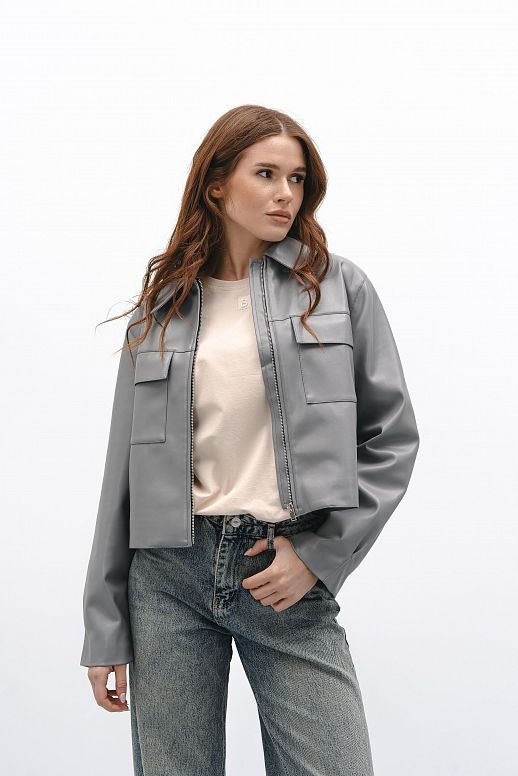 Kurtka z ekoskóry szara