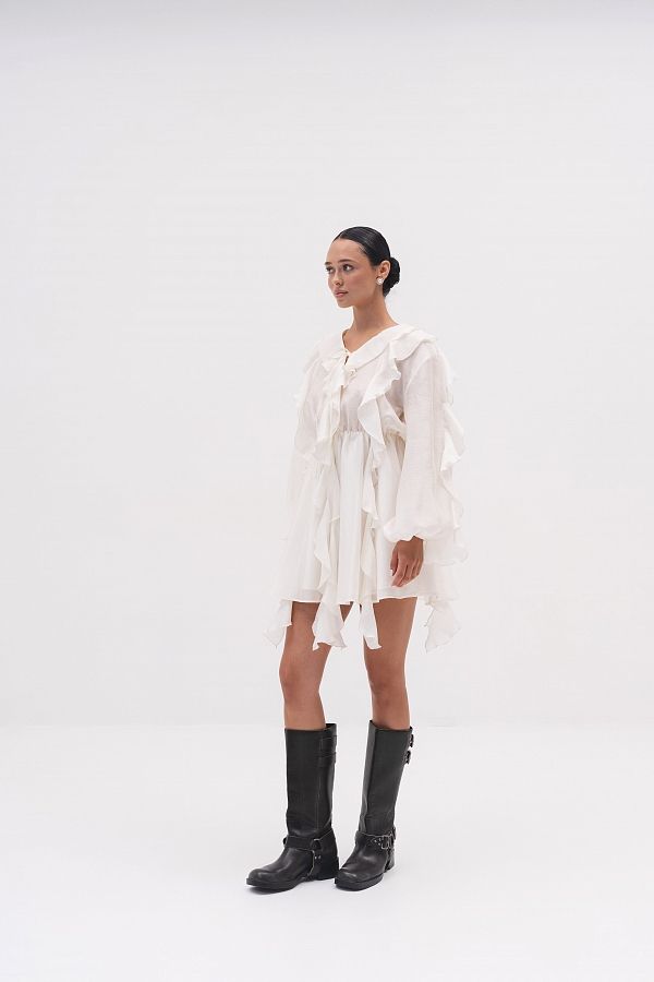 Sukienka z długim rękawem i welonem mleczna sukienka01/11 № 4