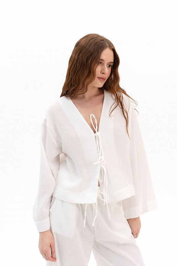 Lniany garnitur z koszulą oversize biały stroj30/08 #RU#  stroj30/08 № 1