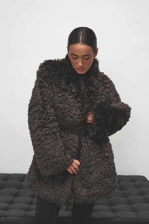 Futro wydłużone brązowe futr12/12 № 2